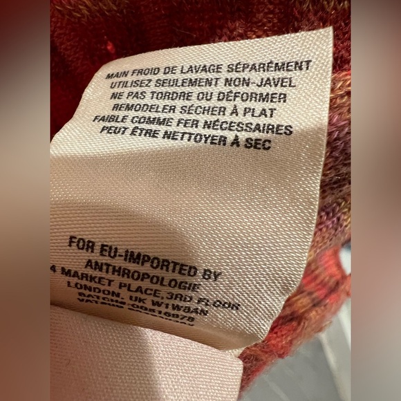 Anthropologie moth sydney turtleneck medium red orange multicolor ribbed wool - Picture 12 of 16